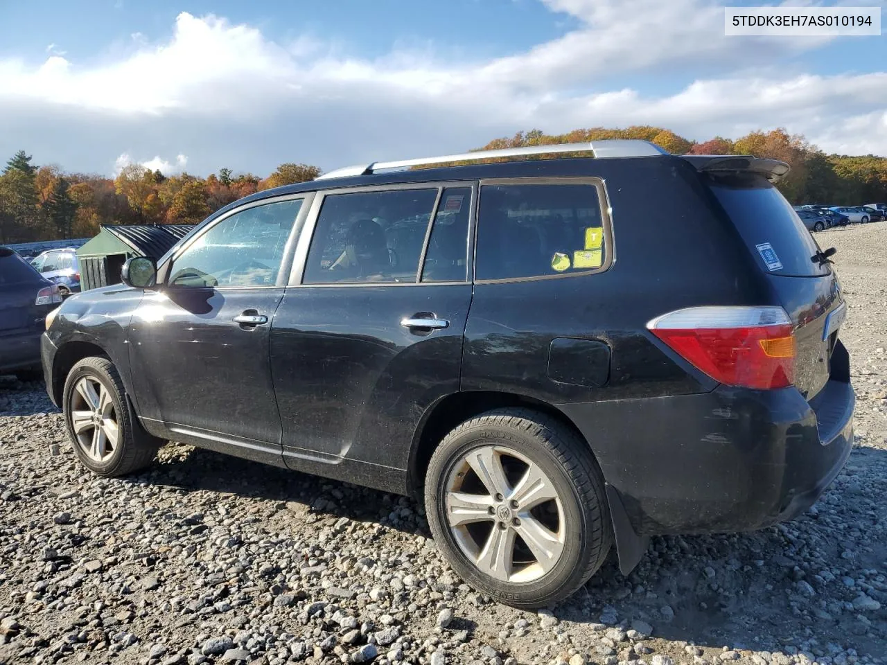 2010 Toyota Highlander Limited VIN: 5TDDK3EH7AS010194 Lot: 75482184