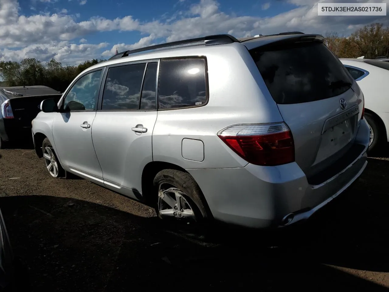 2010 Toyota Highlander Se VIN: 5TDJK3EH2AS021736 Lot: 75843784