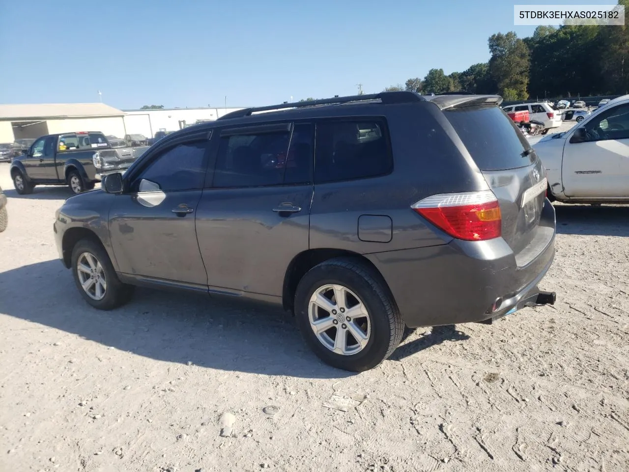 2010 Toyota Highlander VIN: 5TDBK3EHXAS025182 Lot: 76020424