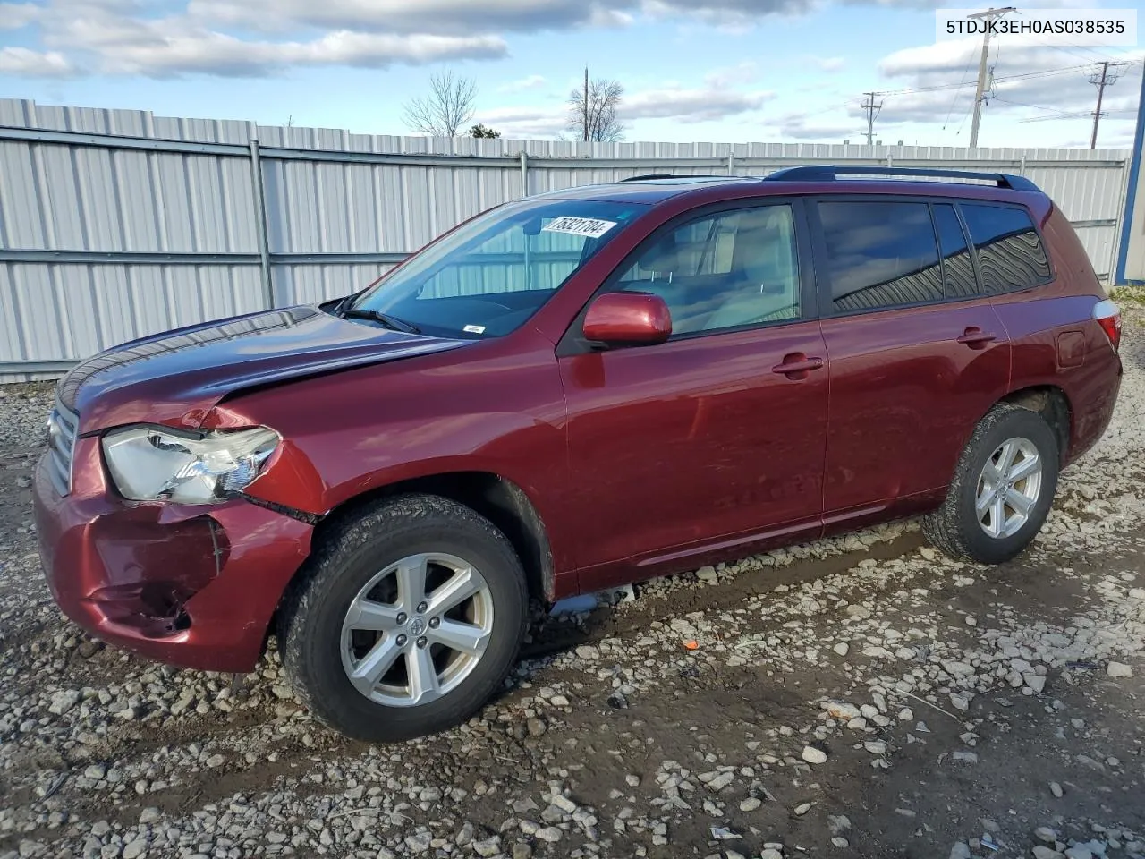 2010 Toyota Highlander Se VIN: 5TDJK3EH0AS038535 Lot: 76321704