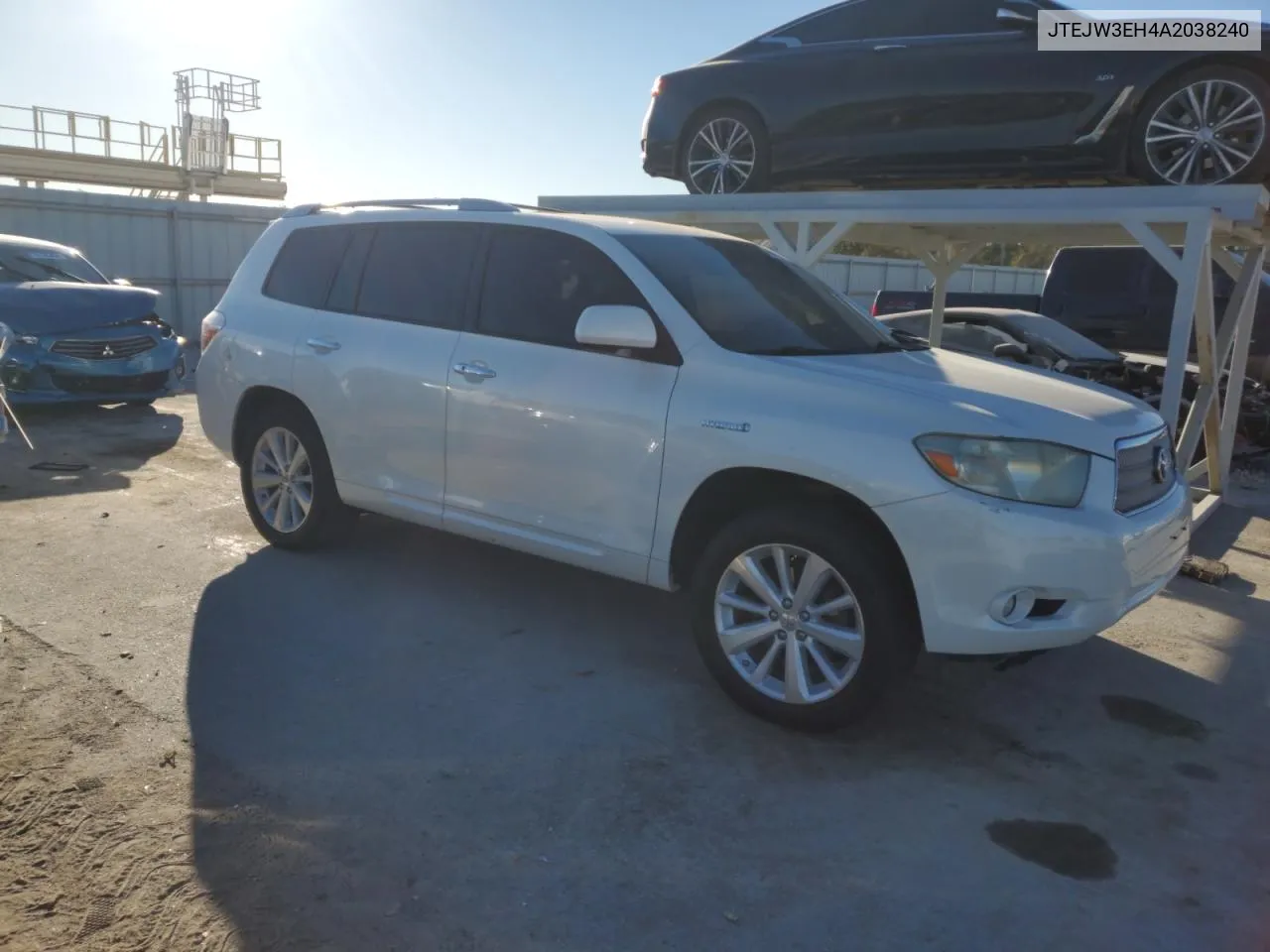 2010 Toyota Highlander Hybrid Limited VIN: JTEJW3EH4A2038240 Lot: 76405274