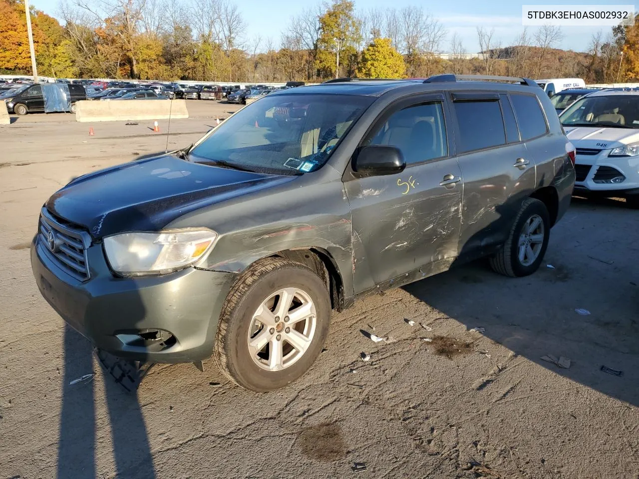 2010 Toyota Highlander VIN: 5TDBK3EH0AS002932 Lot: 76476344