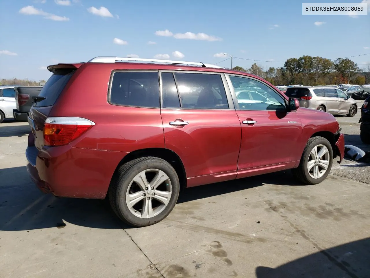 2010 Toyota Highlander Limited VIN: 5TDDK3EH2AS008059 Lot: 78367964