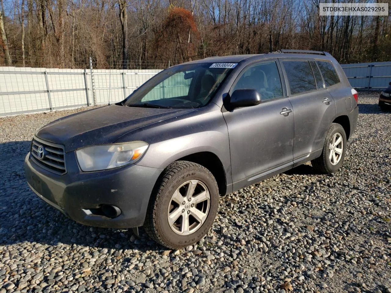 2010 Toyota Highlander VIN: 5TDBK3EHXAS029295 Lot: 78538044