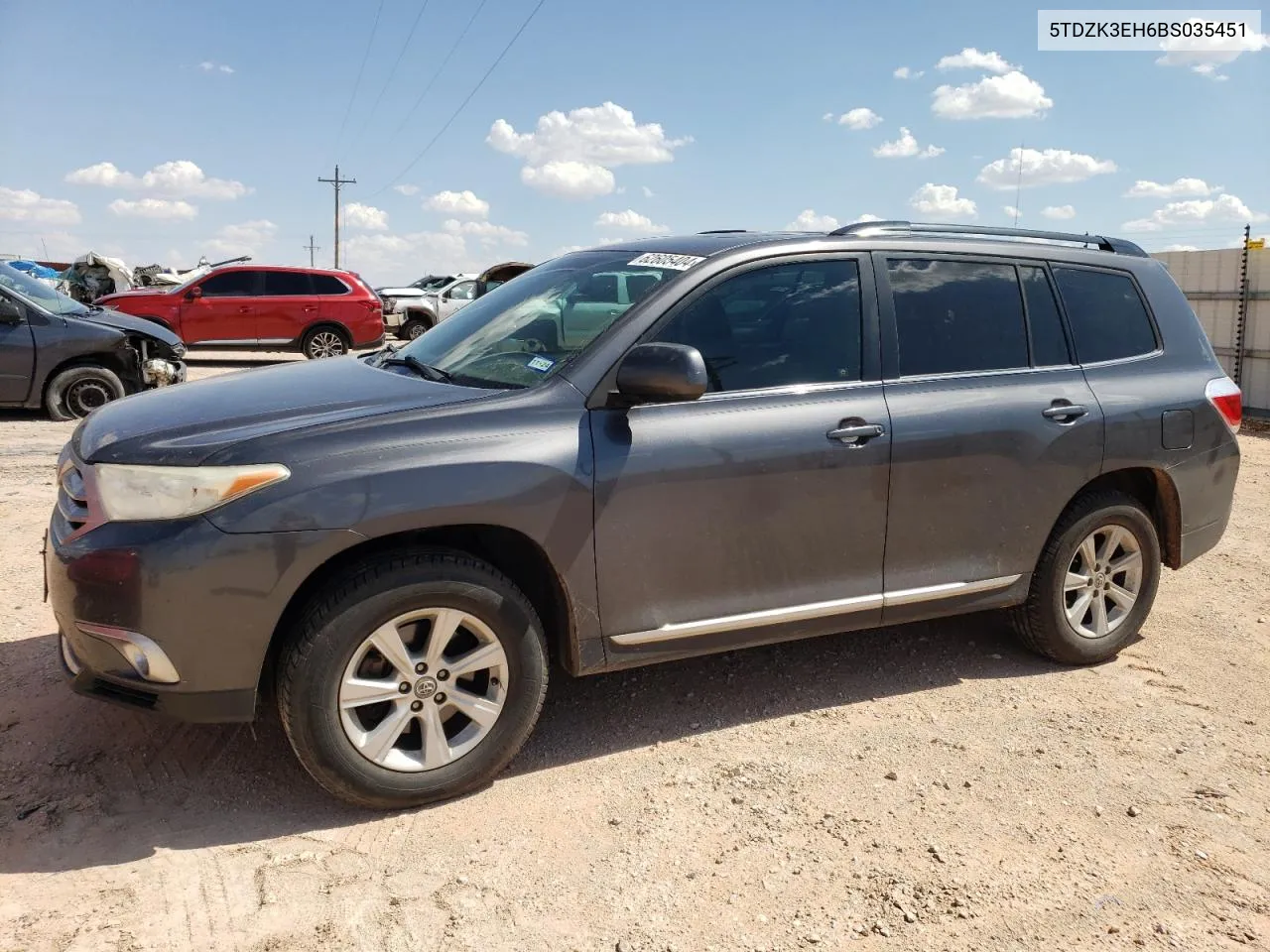 2011 Toyota Highlander Base VIN: 5TDZK3EH6BS035451 Lot: 62605404