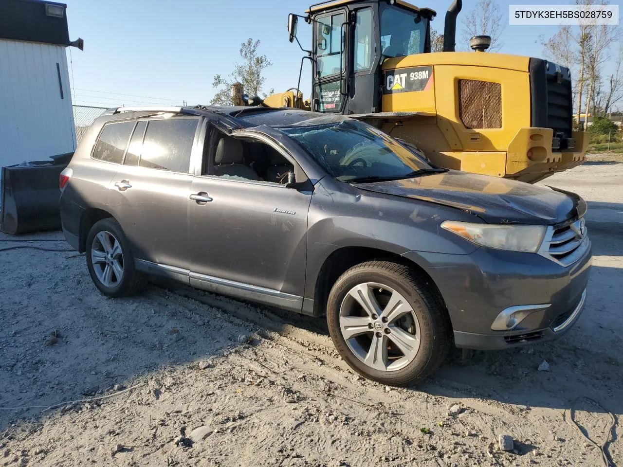 2011 Toyota Highlander Limited VIN: 5TDYK3EH5BS028759 Lot: 74290314