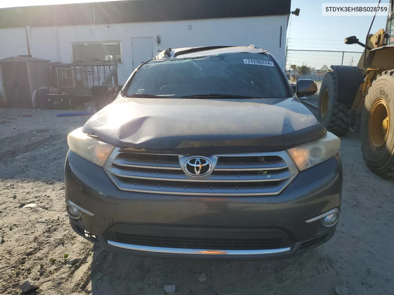 2011 Toyota Highlander Limited VIN: 5TDYK3EH5BS028759 Lot: 74290314