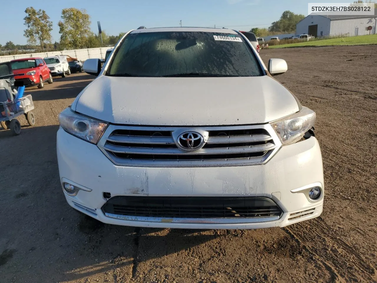 2011 Toyota Highlander Base VIN: 5TDZK3EH7BS028122 Lot: 74600134