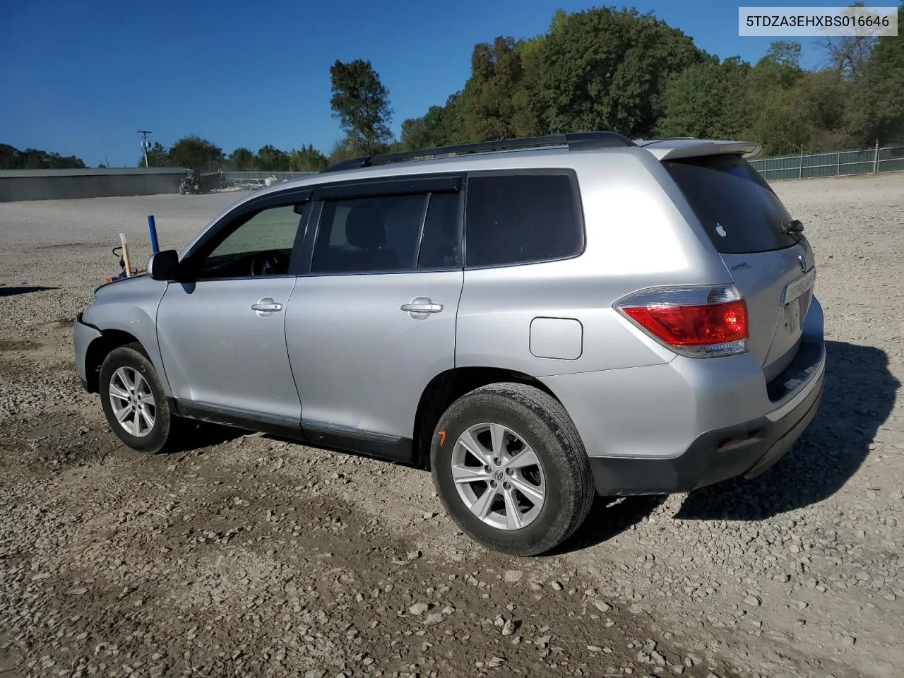 2011 Toyota Highlander Base VIN: 5TDZA3EHXBS016646 Lot: 74789984