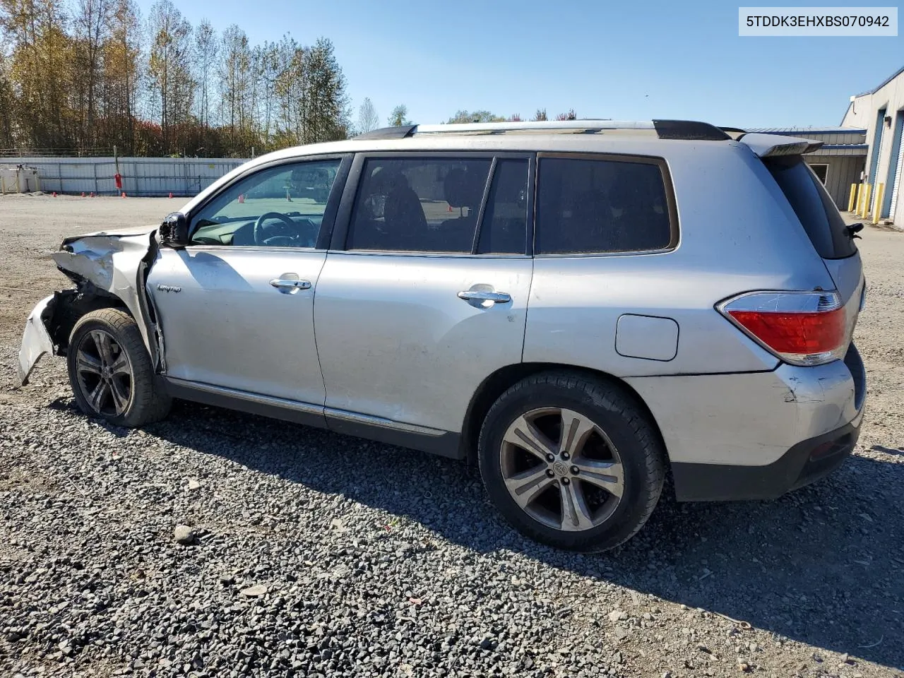 2011 Toyota Highlander Limited VIN: 5TDDK3EHXBS070942 Lot: 75202624