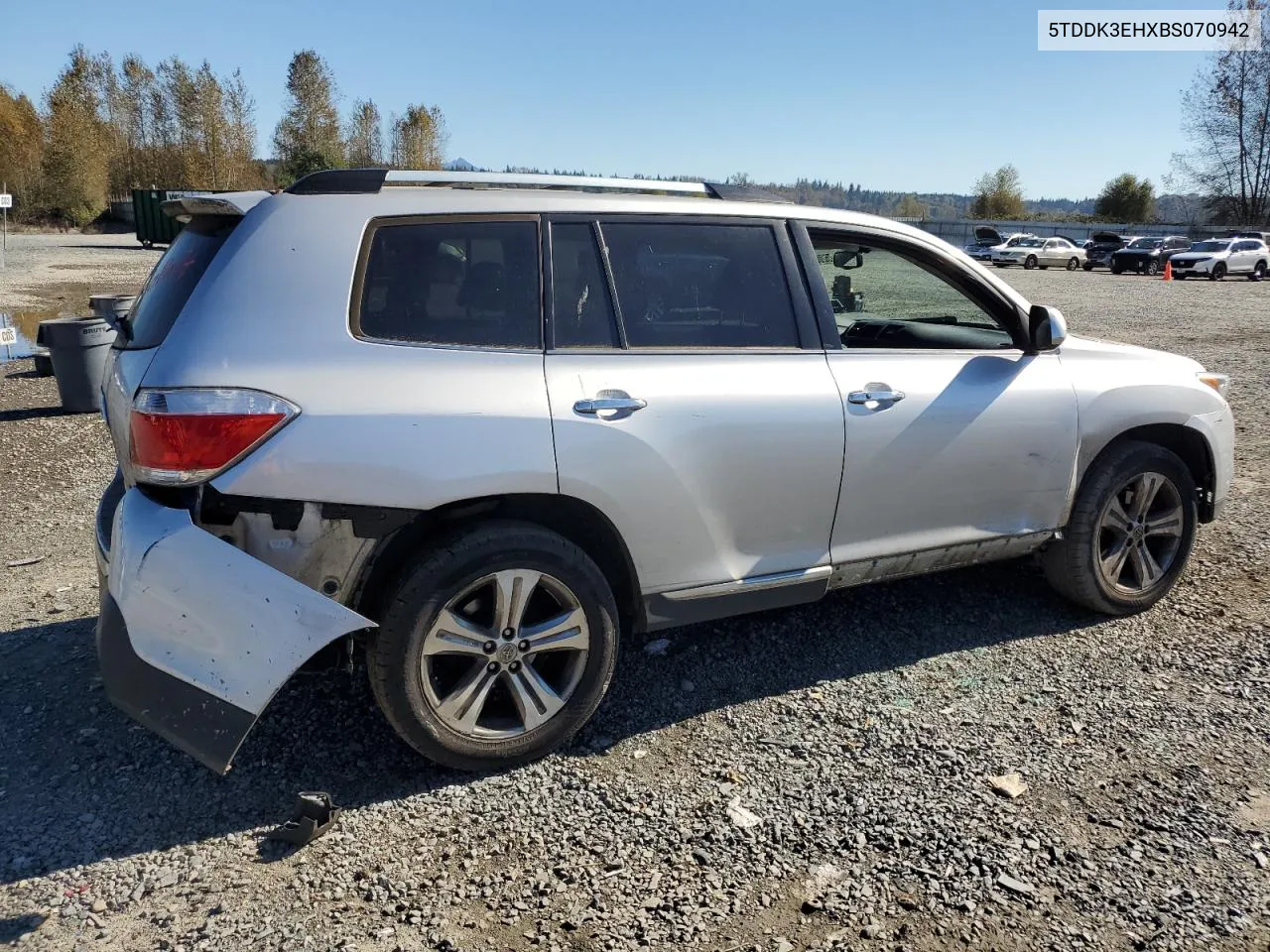 2011 Toyota Highlander Limited VIN: 5TDDK3EHXBS070942 Lot: 75202624