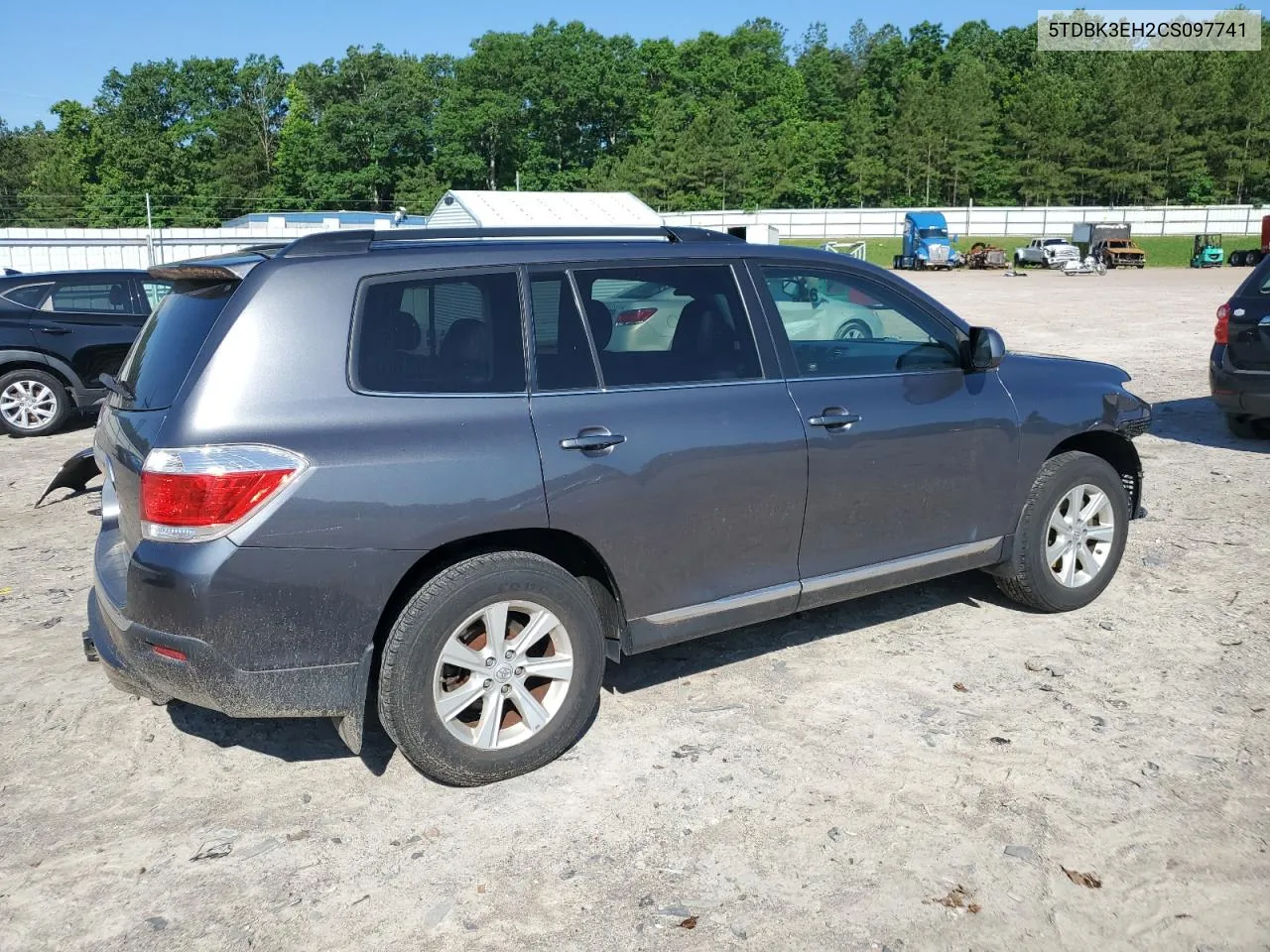 2012 Toyota Highlander Base VIN: 5TDBK3EH2CS097741 Lot: 55266014