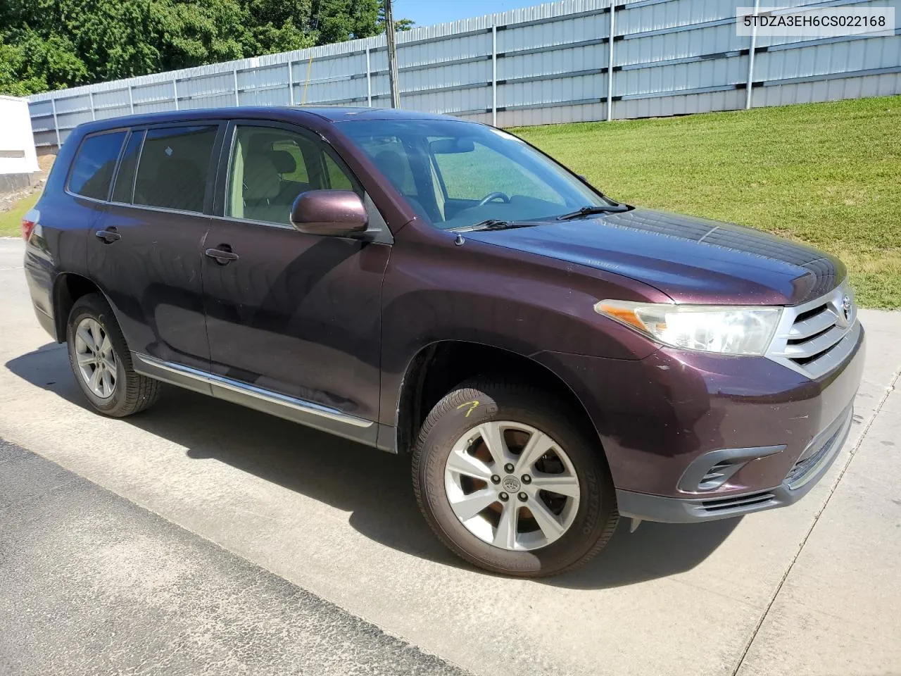 2012 Toyota Highlander Base VIN: 5TDZA3EH6CS022168 Lot: 62005864