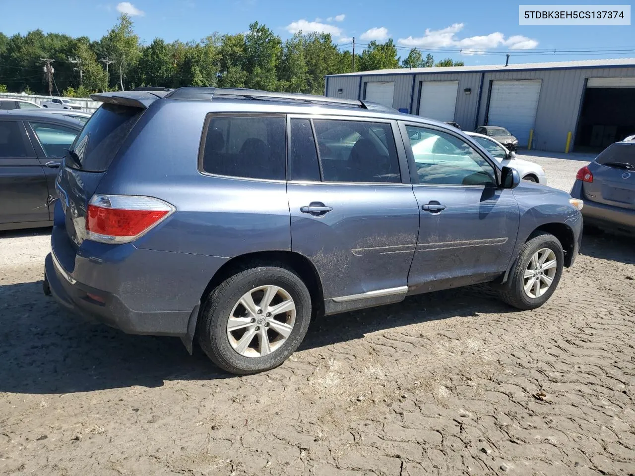 2012 Toyota Highlander Base VIN: 5TDBK3EH5CS137374 Lot: 70856784