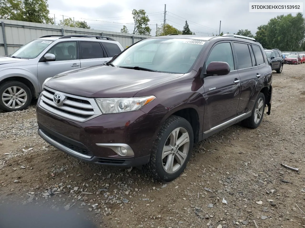 2012 Toyota Highlander Limited VIN: 5TDDK3EHXCS153952 Lot: 72492804