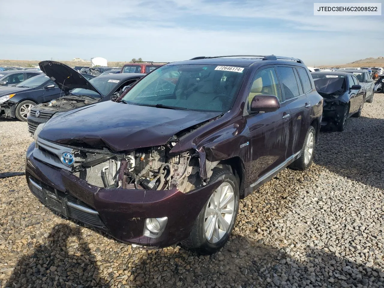 2012 Toyota Highlander Hybrid Limited VIN: JTEDC3EH6C2008522 Lot: 72646174