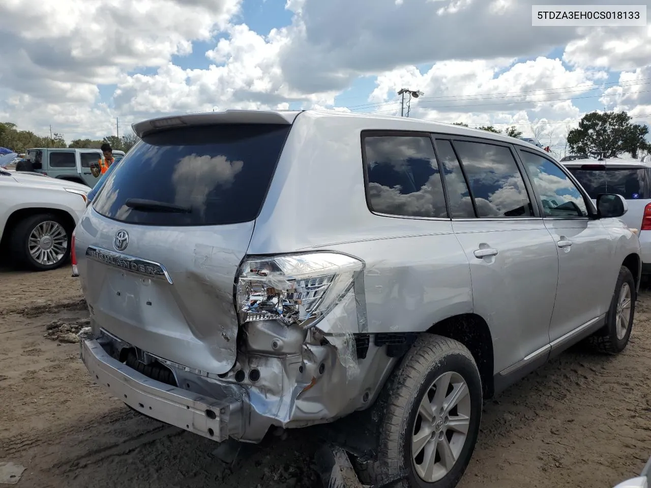 2012 Toyota Highlander Base VIN: 5TDZA3EH0CS018133 Lot: 72904624