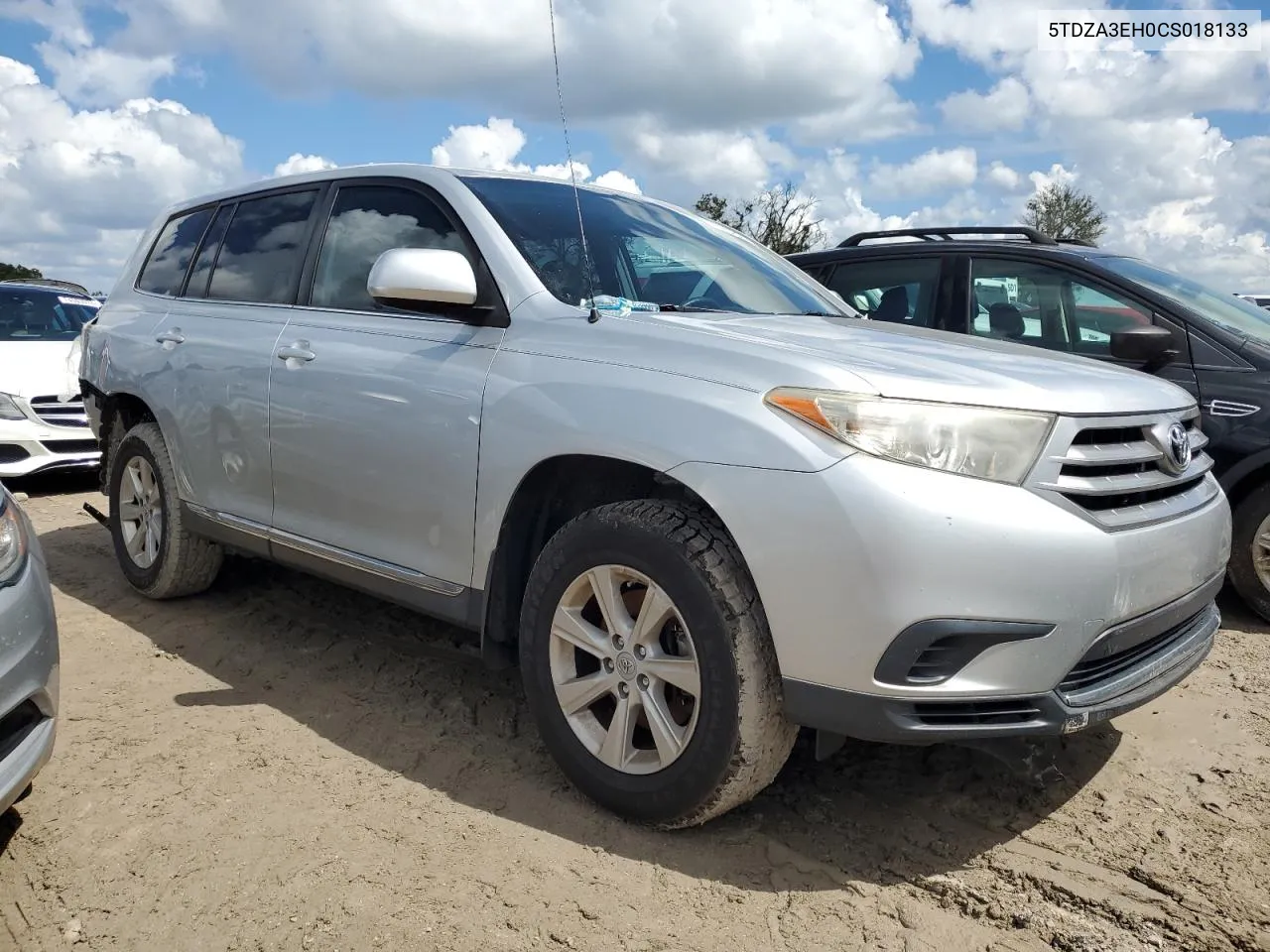 2012 Toyota Highlander Base VIN: 5TDZA3EH0CS018133 Lot: 72904624