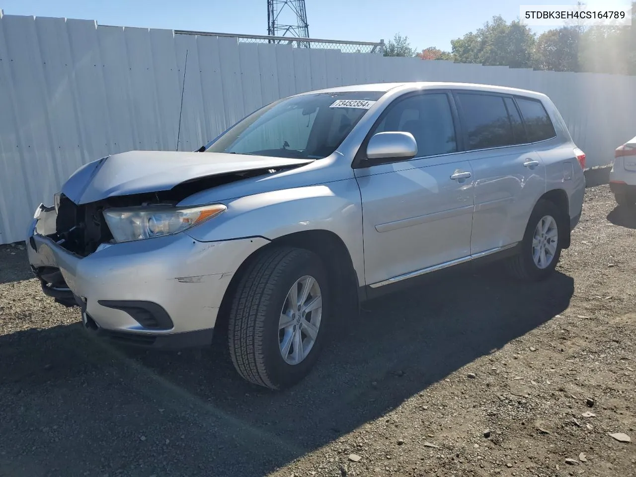 2012 Toyota Highlander Base VIN: 5TDBK3EH4CS164789 Lot: 73452354