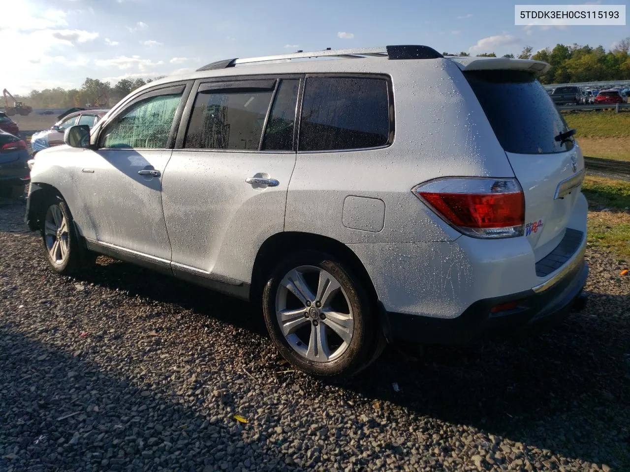 2012 Toyota Highlander Limited VIN: 5TDDK3EH0CS115193 Lot: 74360864