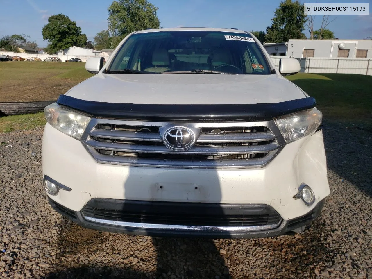 2012 Toyota Highlander Limited VIN: 5TDDK3EH0CS115193 Lot: 74360864