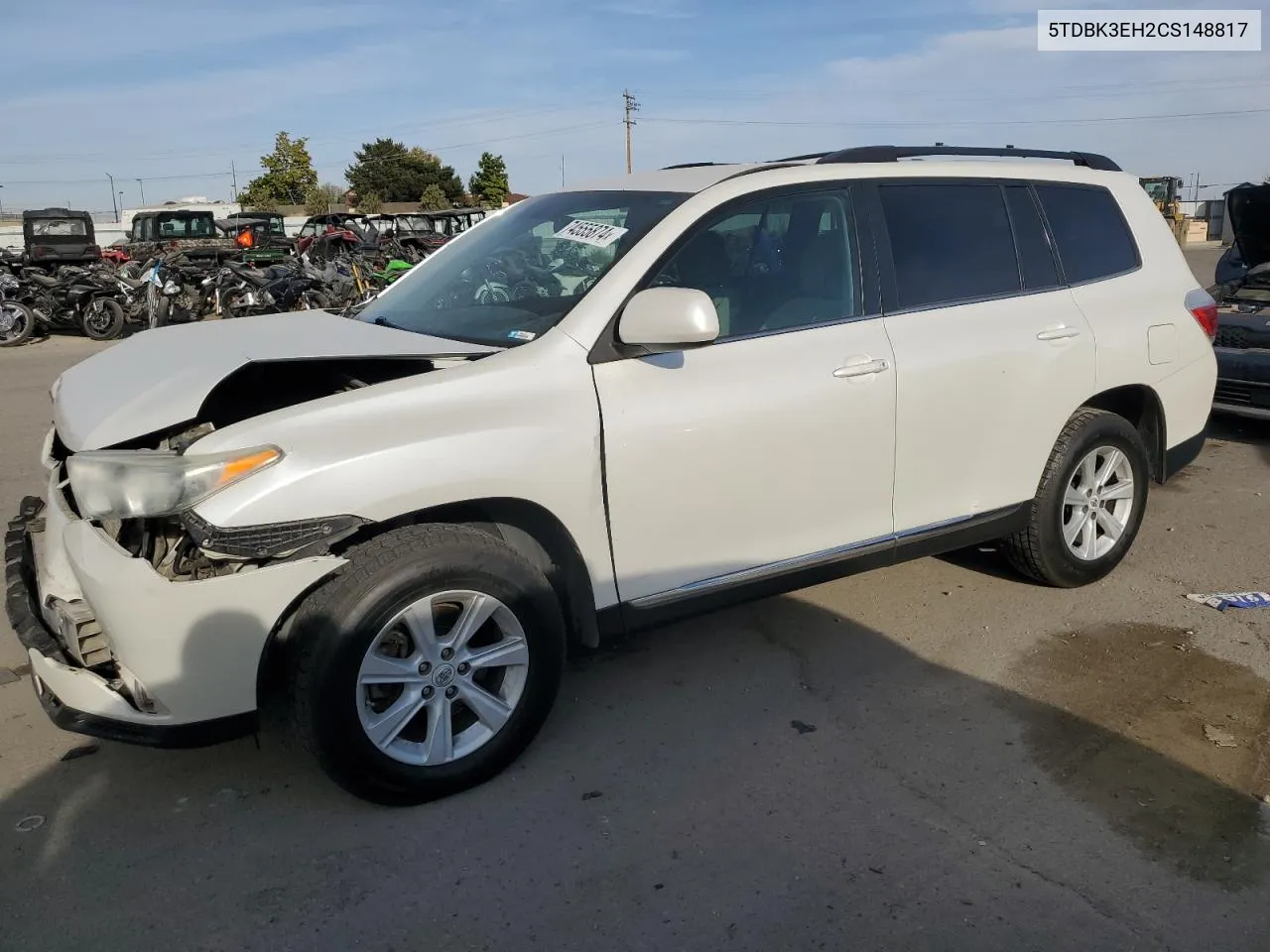 2012 Toyota Highlander Base VIN: 5TDBK3EH2CS148817 Lot: 74555874