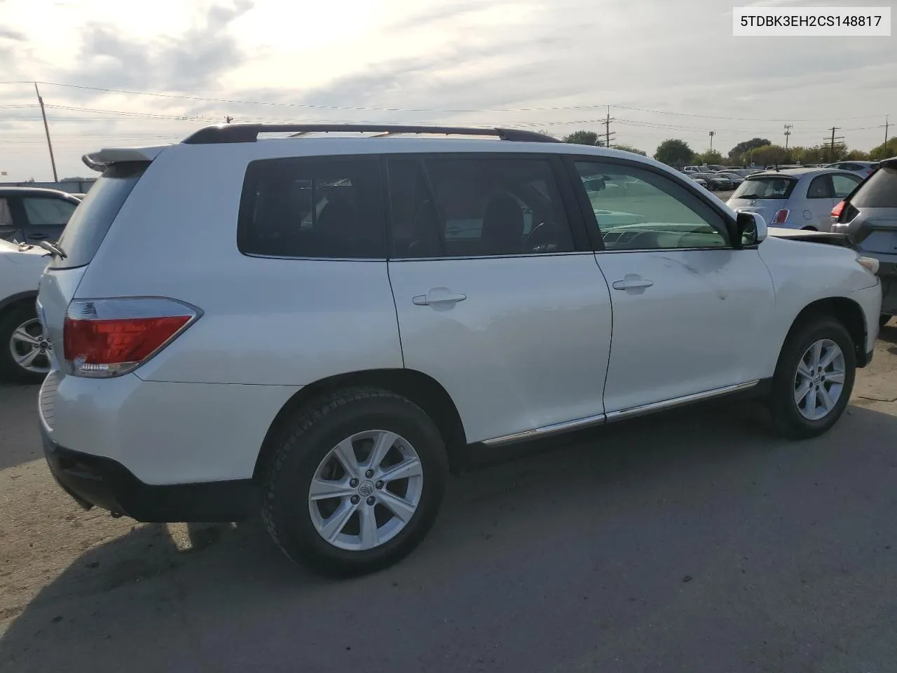 2012 Toyota Highlander Base VIN: 5TDBK3EH2CS148817 Lot: 74555874