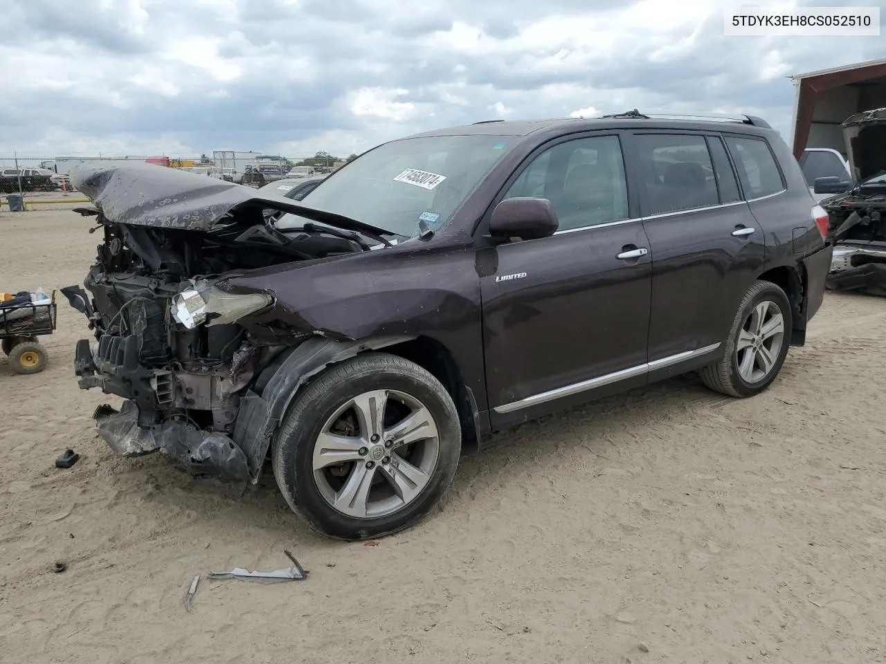 2012 Toyota Highlander Limited VIN: 5TDYK3EH8CS052510 Lot: 74583074