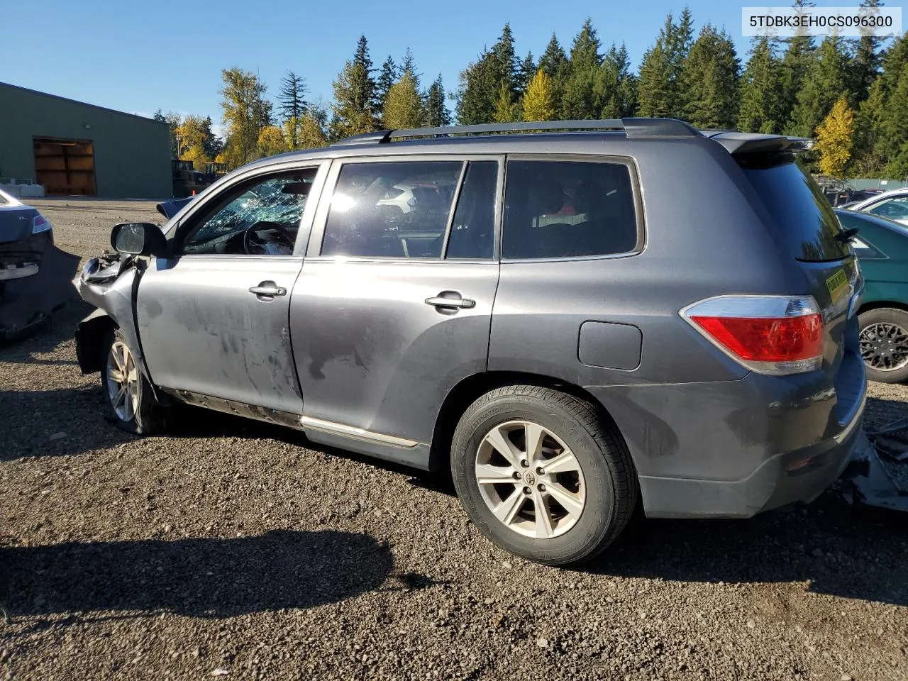 2012 Toyota Highlander Base VIN: 5TDBK3EH0CS096300 Lot: 74851244