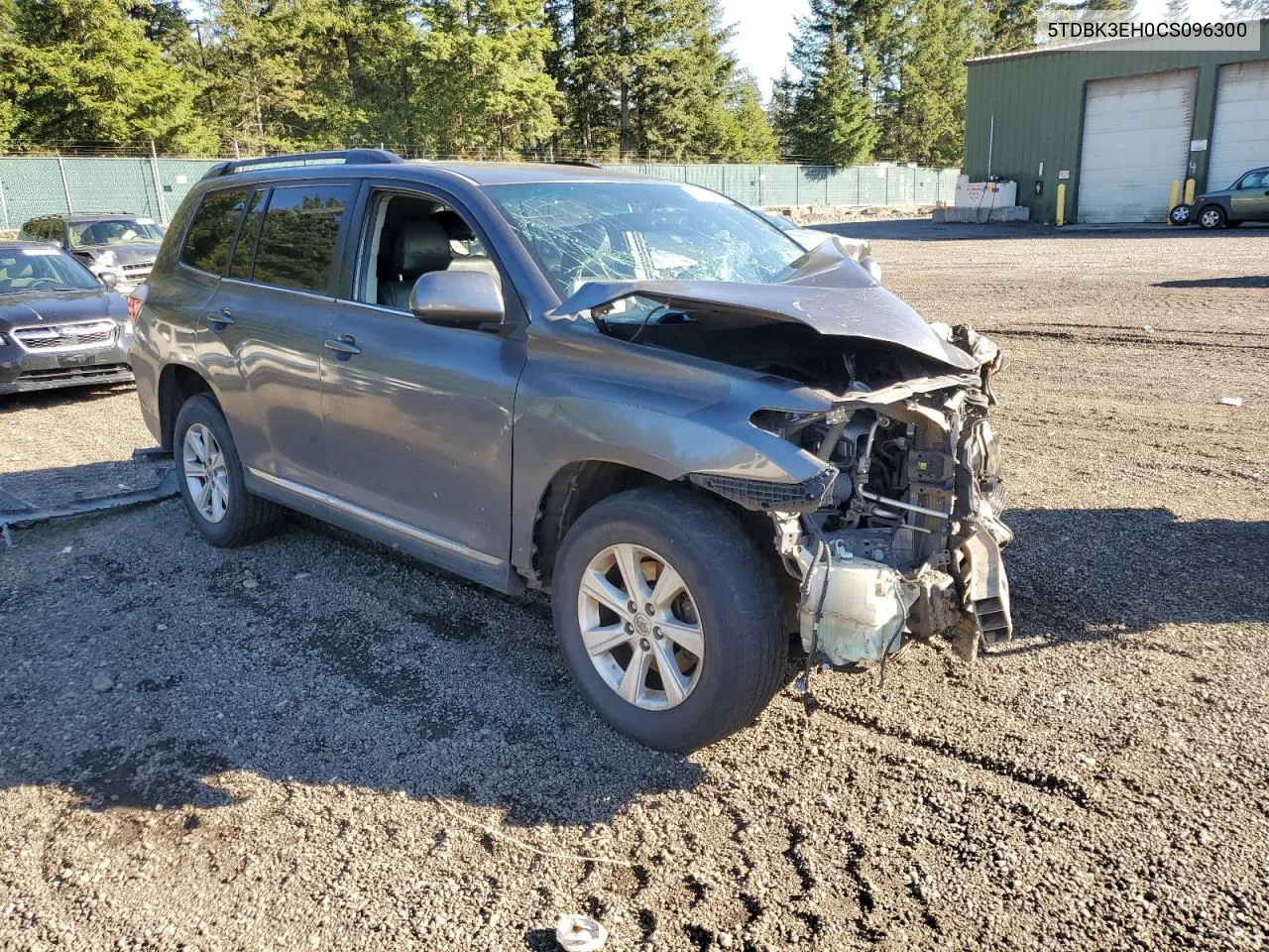 2012 Toyota Highlander Base VIN: 5TDBK3EH0CS096300 Lot: 74851244