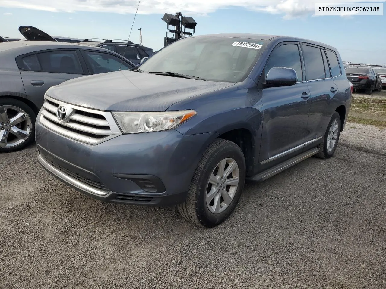 2012 Toyota Highlander Base VIN: 5TDZK3EHXCS067188 Lot: 75012904