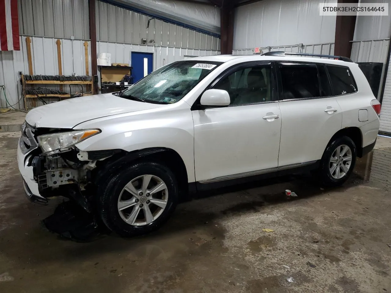 2012 Toyota Highlander Base VIN: 5TDBK3EH2CS164645 Lot: 75053804