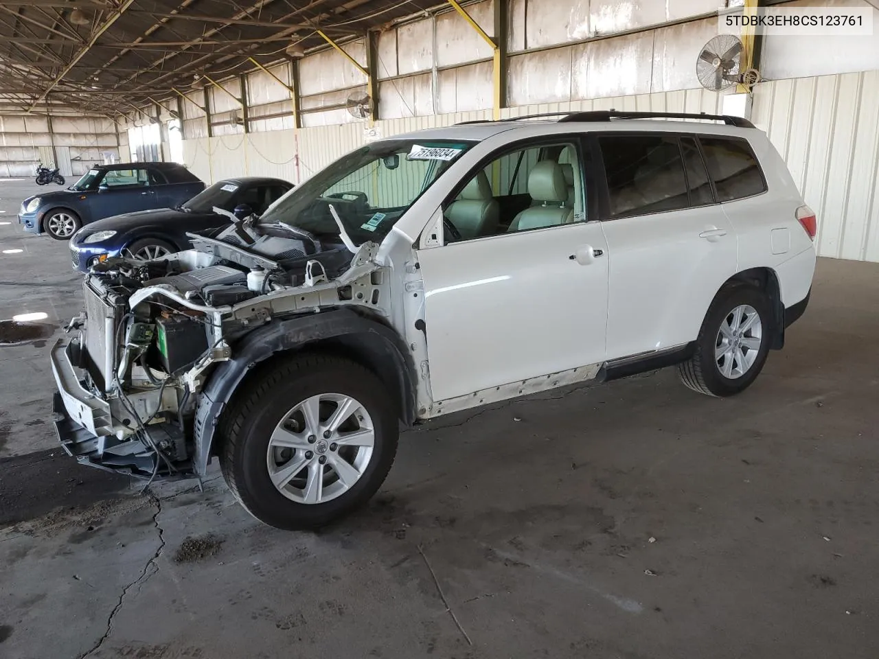 2012 Toyota Highlander Base VIN: 5TDBK3EH8CS123761 Lot: 75196034