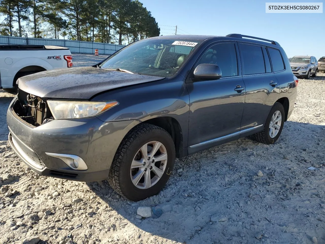 2012 Toyota Highlander Base VIN: 5TDZK3EH5CS080267 Lot: 75287844