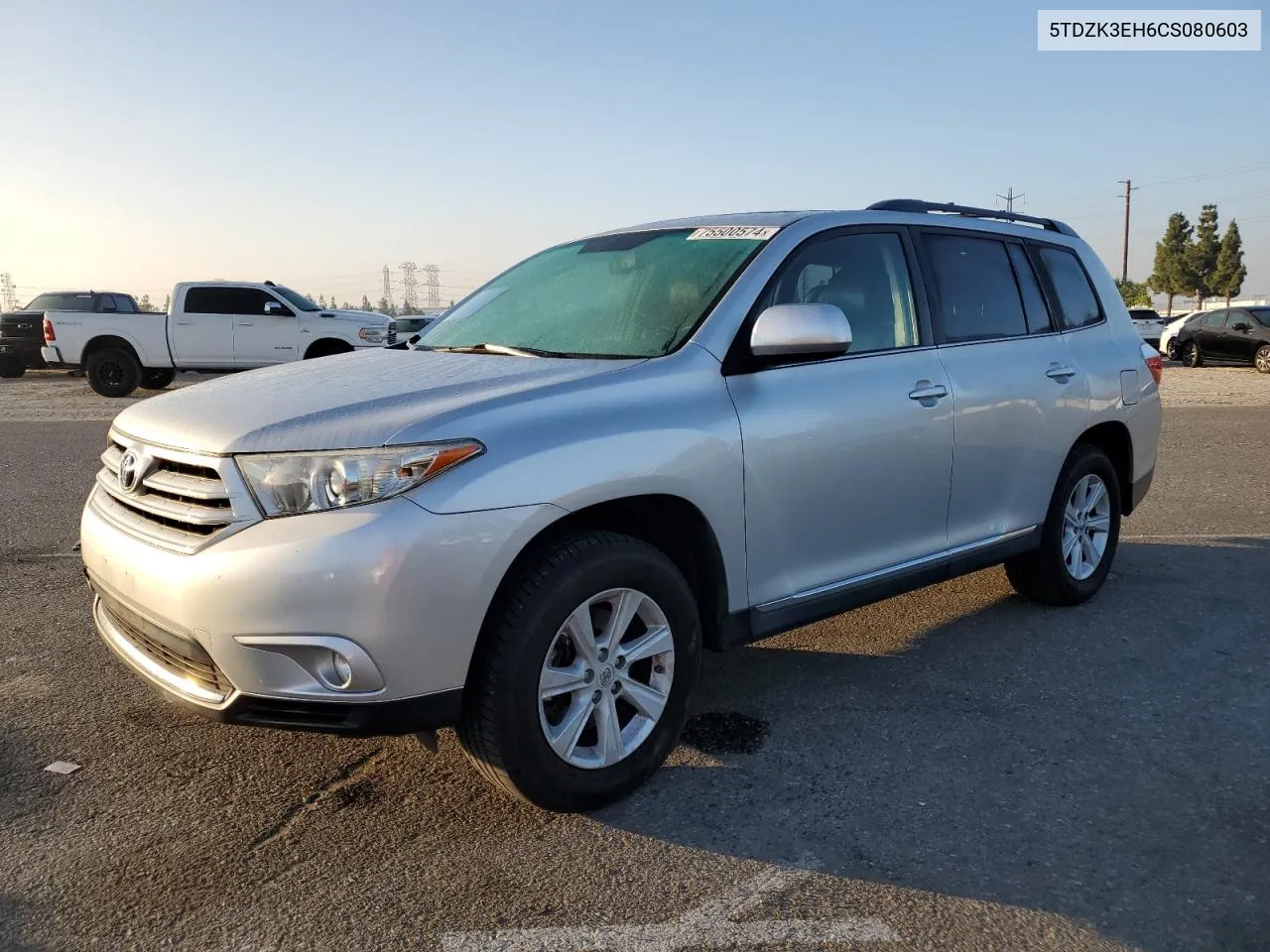 2012 Toyota Highlander Base VIN: 5TDZK3EH6CS080603 Lot: 75500574