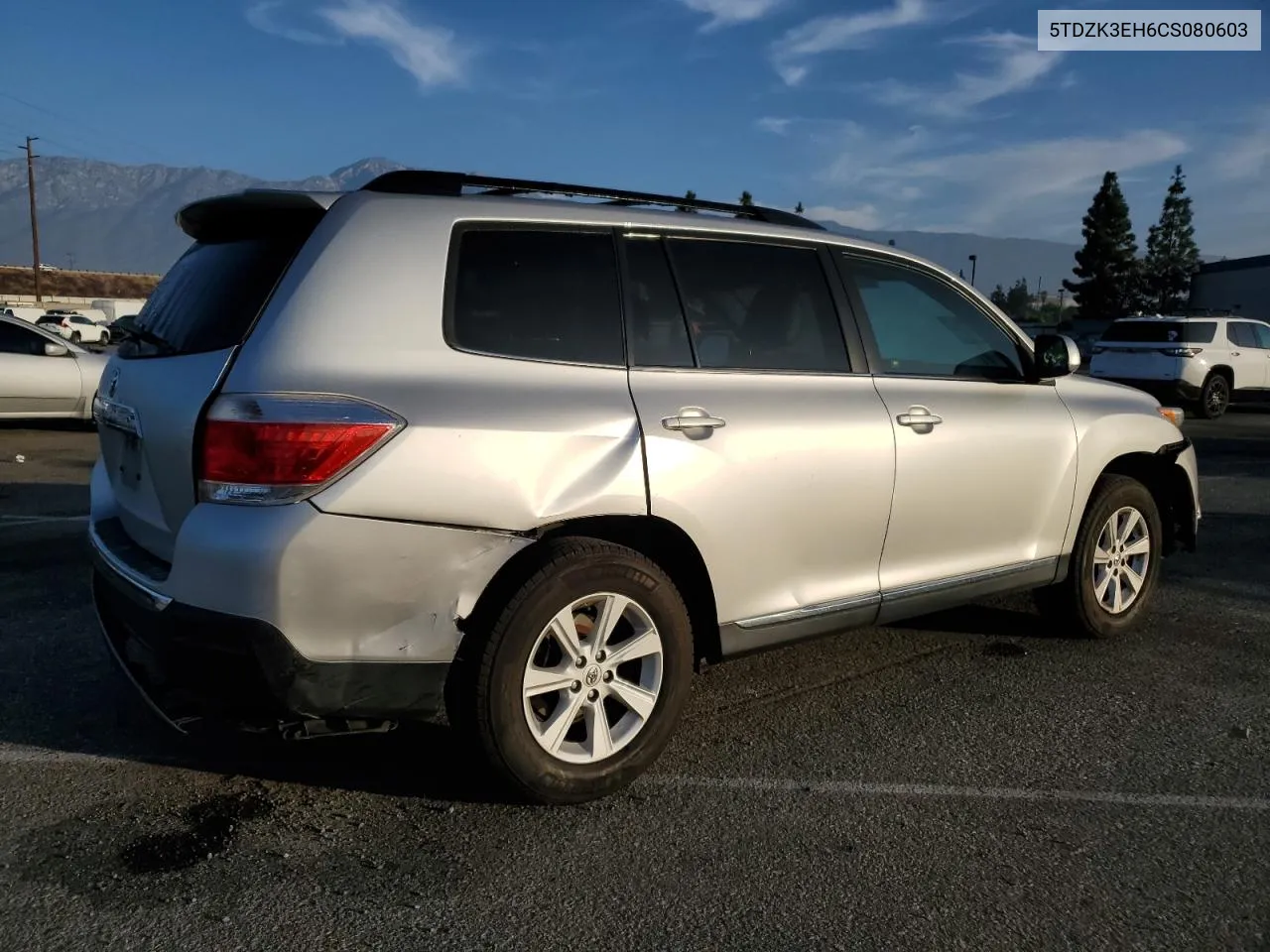 2012 Toyota Highlander Base VIN: 5TDZK3EH6CS080603 Lot: 75500574