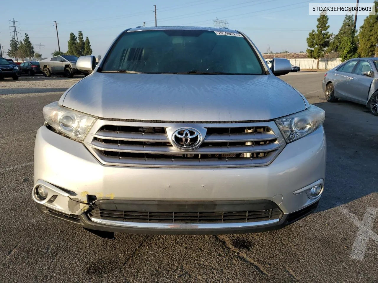 2012 Toyota Highlander Base VIN: 5TDZK3EH6CS080603 Lot: 75500574