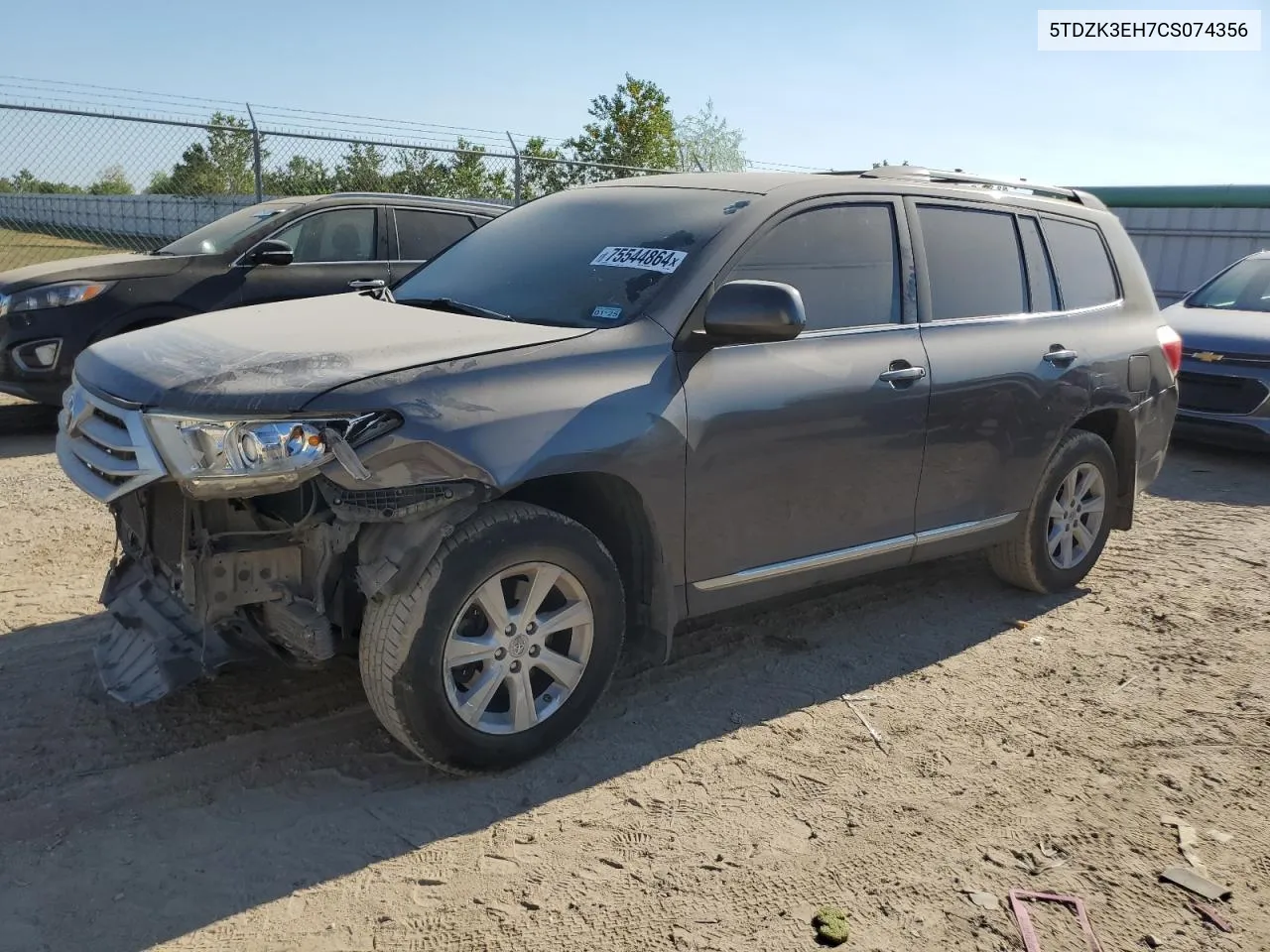 2012 Toyota Highlander Base VIN: 5TDZK3EH7CS074356 Lot: 75544864