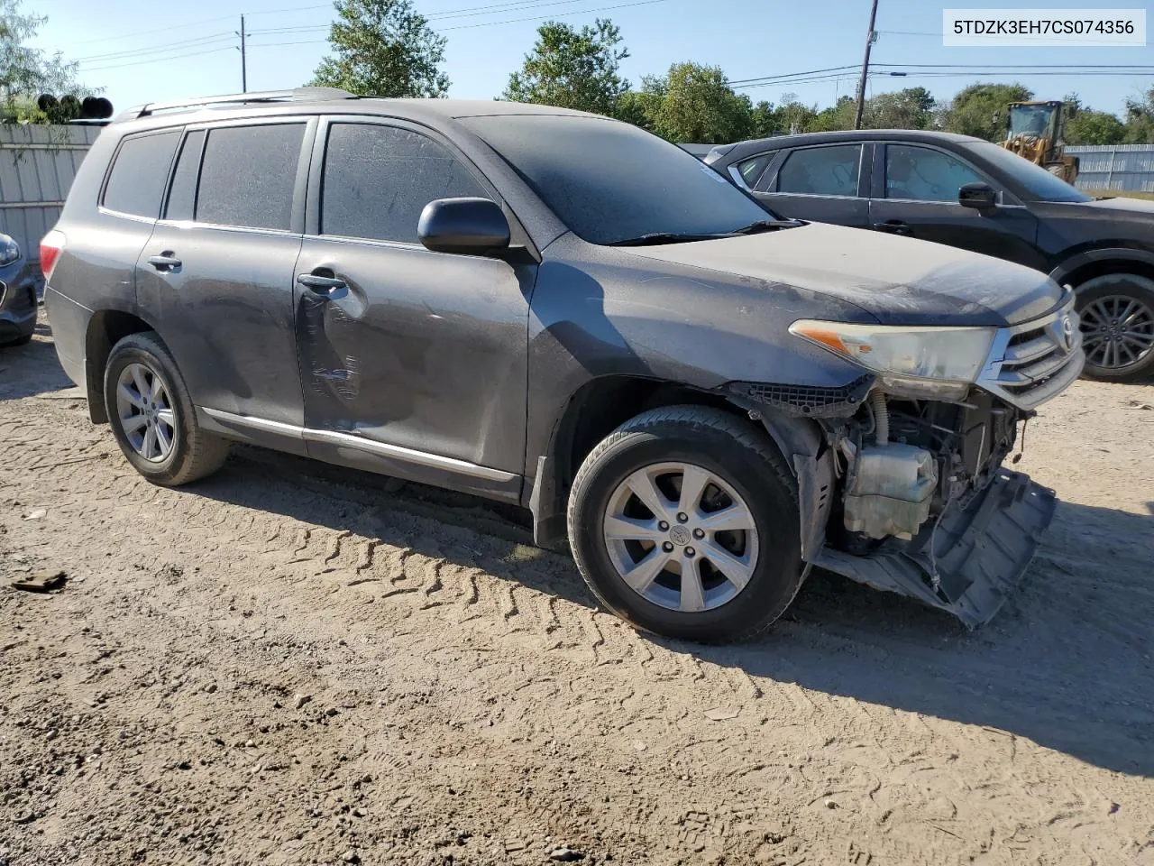 2012 Toyota Highlander Base VIN: 5TDZK3EH7CS074356 Lot: 75544864