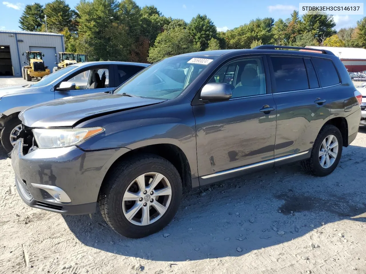 2012 Toyota Highlander Base VIN: 5TDBK3EH3CS146137 Lot: 75590024