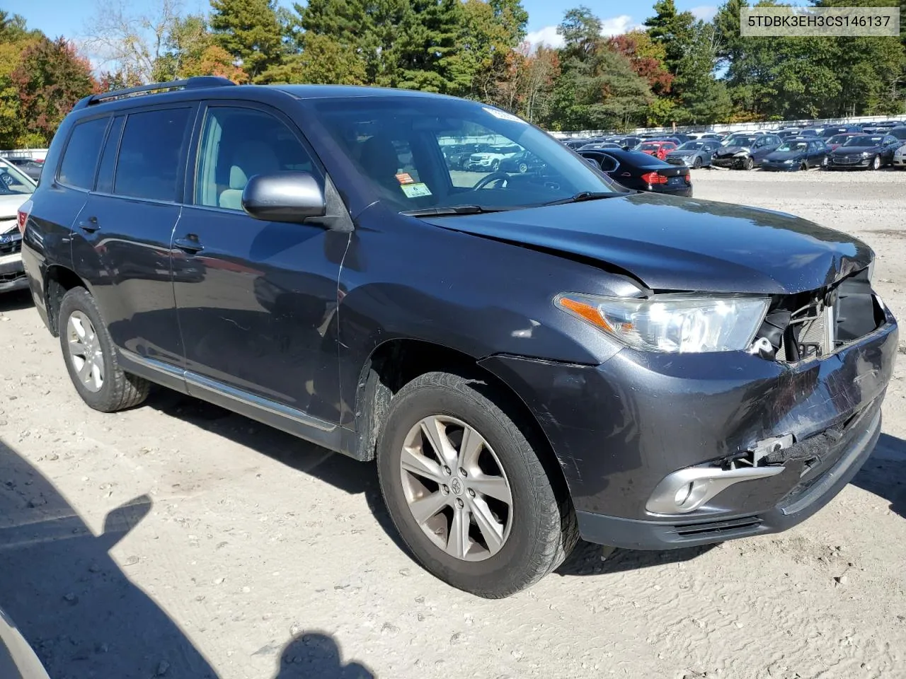 2012 Toyota Highlander Base VIN: 5TDBK3EH3CS146137 Lot: 75590024