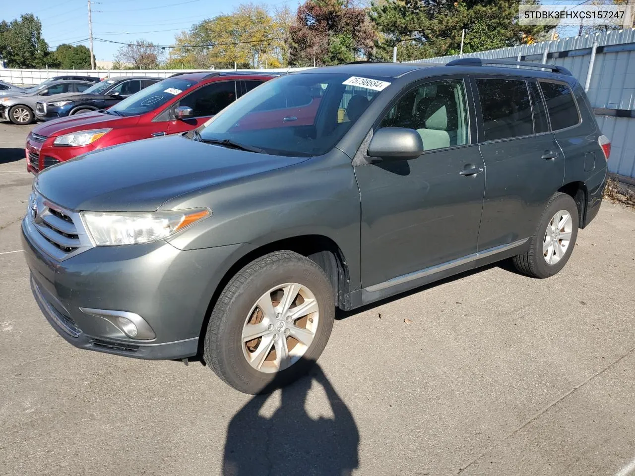 2012 Toyota Highlander Base VIN: 5TDBK3EHXCS157247 Lot: 75798684