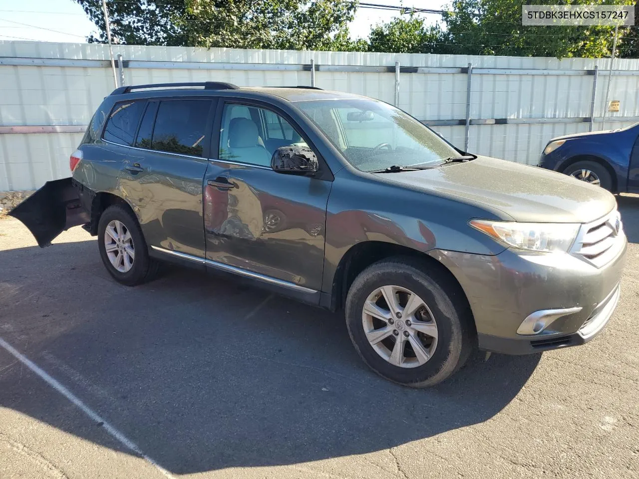 2012 Toyota Highlander Base VIN: 5TDBK3EHXCS157247 Lot: 75798684