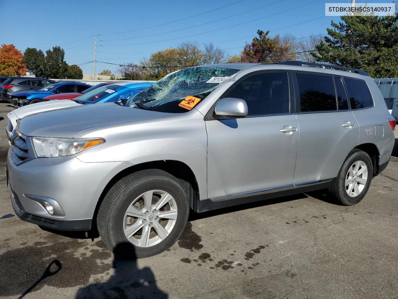 2012 Toyota Highlander Base VIN: 5TDBK3EH5CS140937 Lot: 75819154