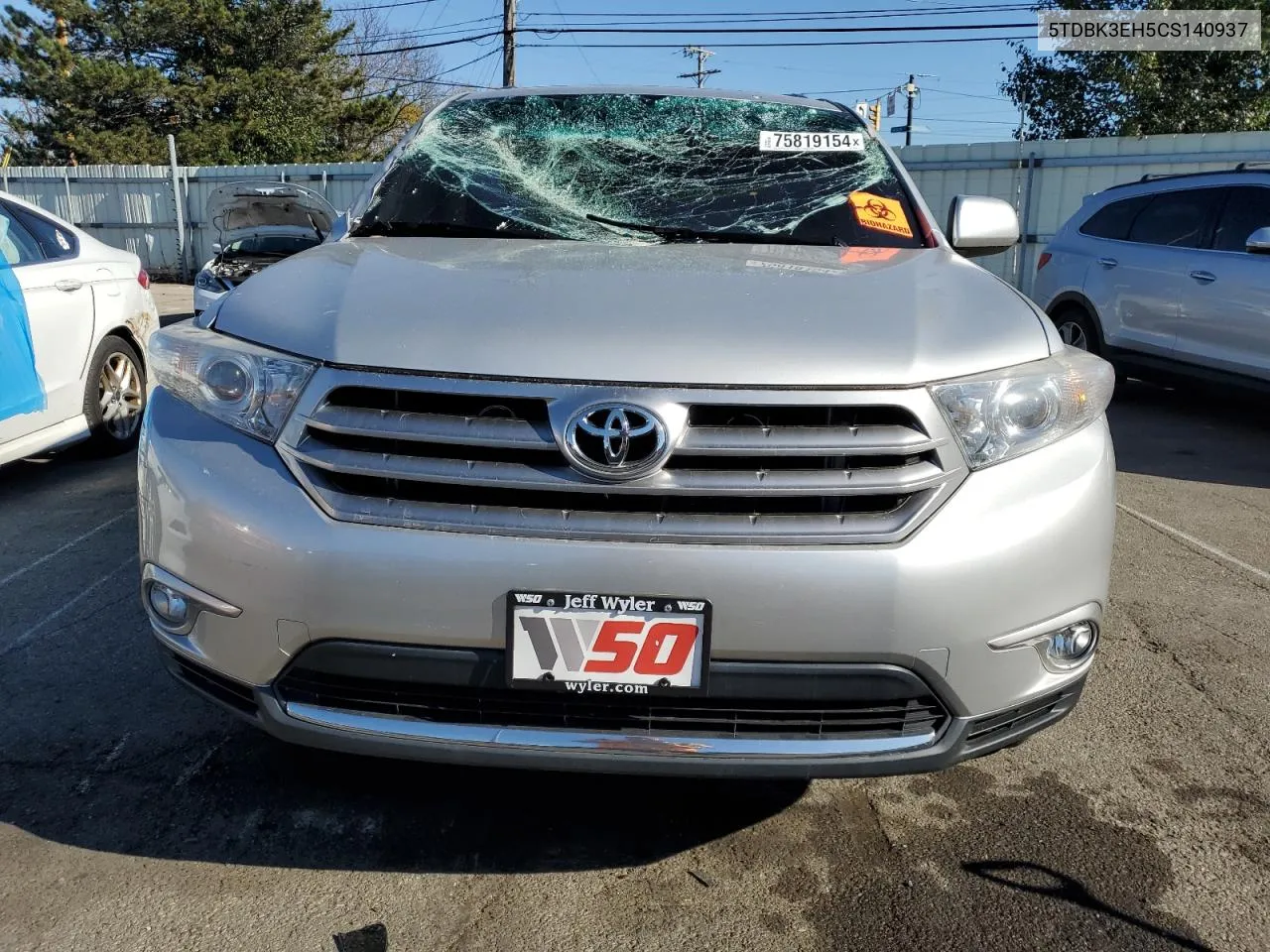 2012 Toyota Highlander Base VIN: 5TDBK3EH5CS140937 Lot: 75819154