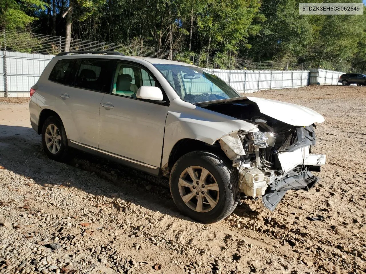 2012 Toyota Highlander Base VIN: 5TDZK3EH6CS062649 Lot: 75831974