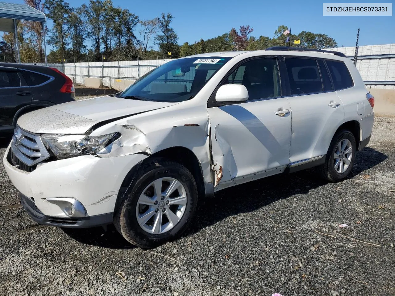 2012 Toyota Highlander Base VIN: 5TDZK3EH8CS073331 Lot: 75931164