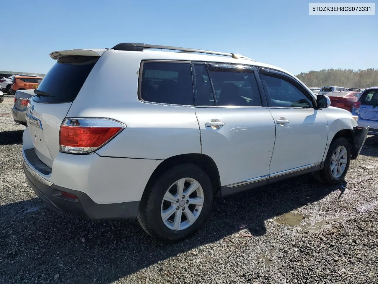 2012 Toyota Highlander Base VIN: 5TDZK3EH8CS073331 Lot: 75931164