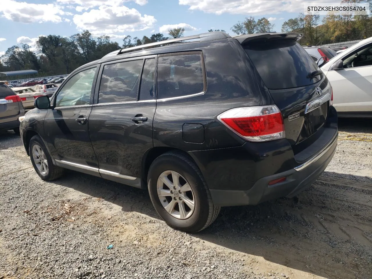 2012 Toyota Highlander Base VIN: 5TDZK3EH3CS054704 Lot: 76182044