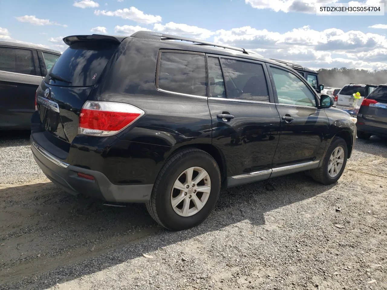 2012 Toyota Highlander Base VIN: 5TDZK3EH3CS054704 Lot: 76182044